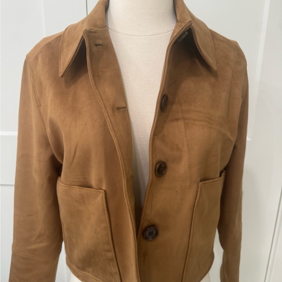 EUC Abercrombie & Fitch Vegan Suede Button-Through Jacket Size XS Brown - Picture 13 of 13